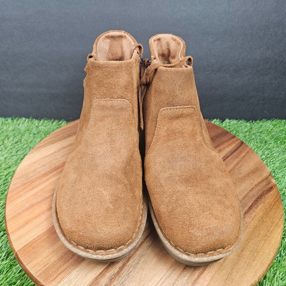 Born Viana Boots Womens Size 9.5 Brown Suede Wedge Ankle Zip Comfortable Shoes - Picture 6 of 11